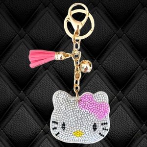 🛍️ $28 SALE 🛍️ HELLO KITTY NEW Rhinestone Blinging Purse Charm Keychain CUTE!